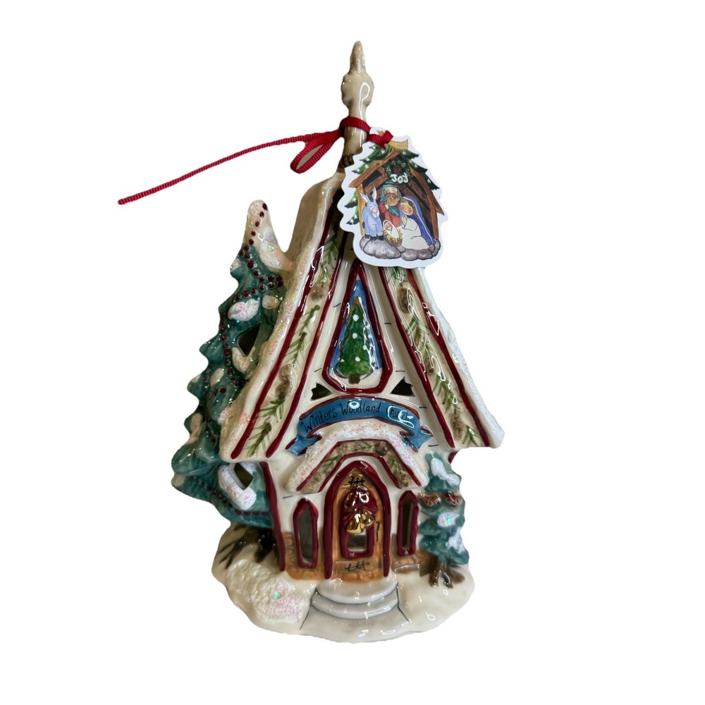BLUE SKY‎ CLAYWORKS CHRISTMAS CHURCH "WINTERS WOODLAND CHURCH" TEALIGHT  (NWT)